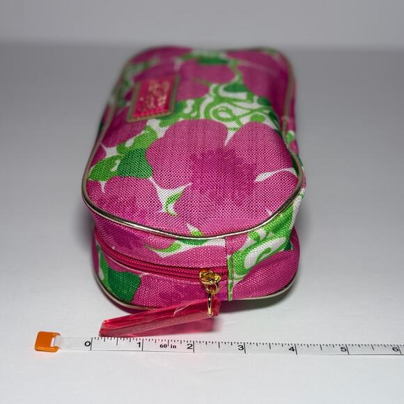 🌸 NWOT Lilly Pulitzer for Estée Lauder Cosmetic Bag Pink Floral Gold Makeup - Picture 4 of 5